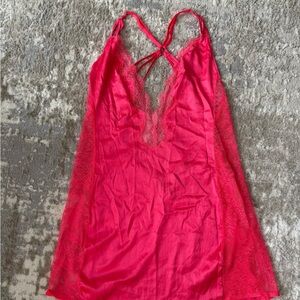 Victoria's Secret Vibrant Coral/Red Lace Chemise